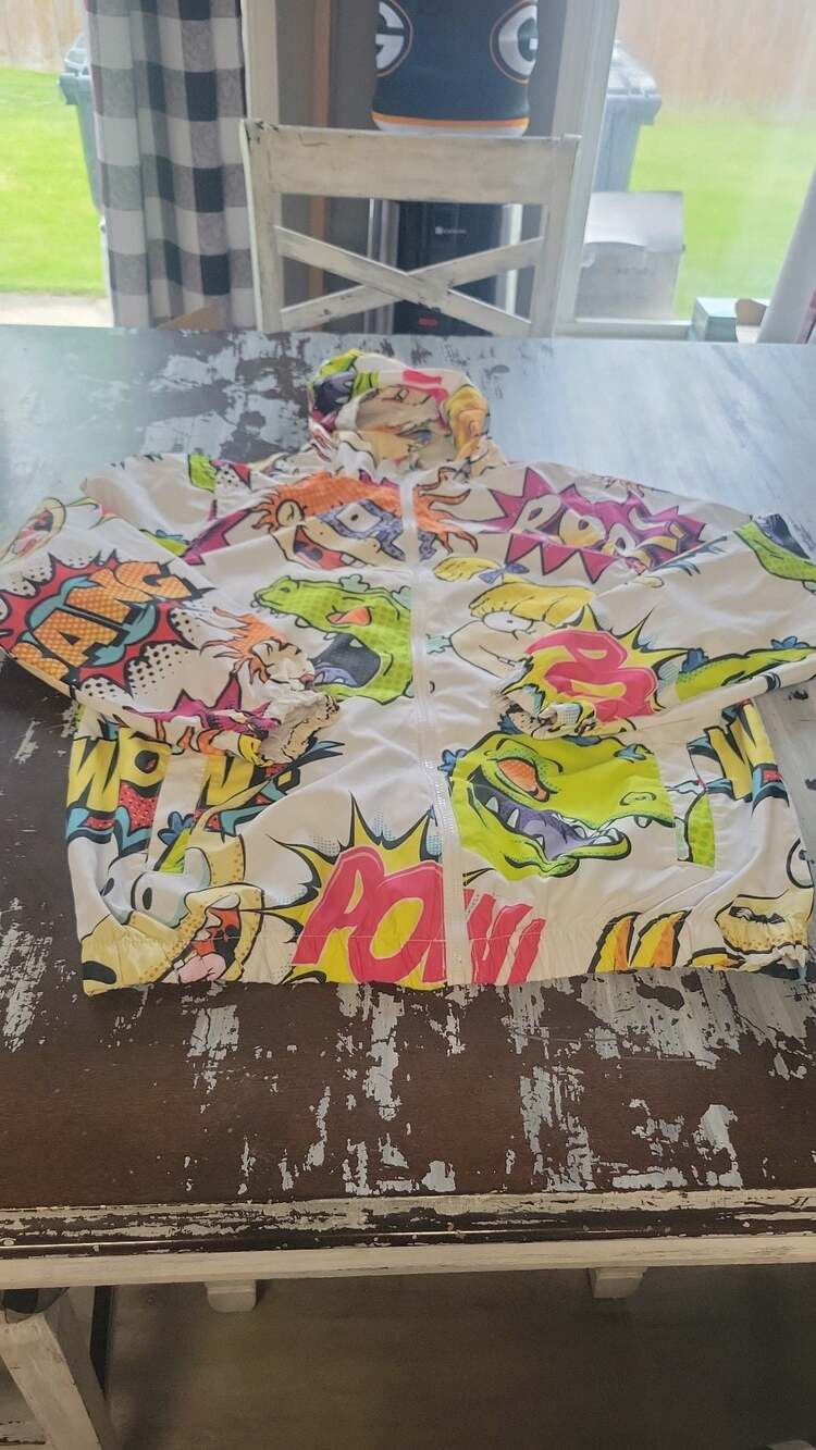 Members Only x Nickelodeon Rugrats All-Over Print Windbreaker Jacket Size S
